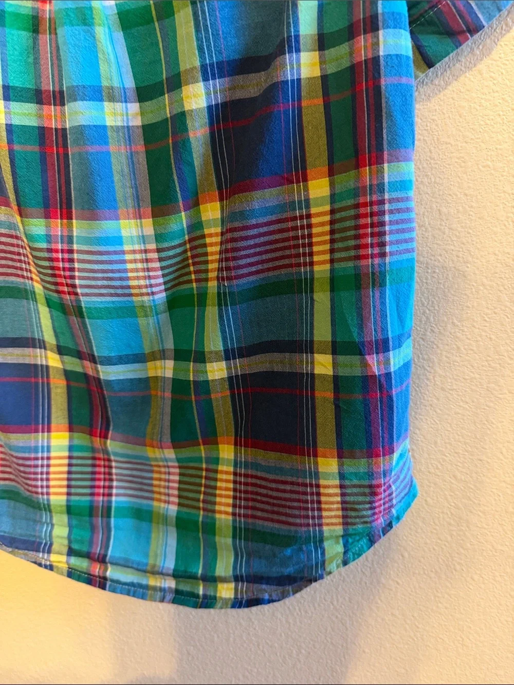 Ralph Lauren Boys Short-Sleeve Plaid Button-Down - Blue, Green & Yellow